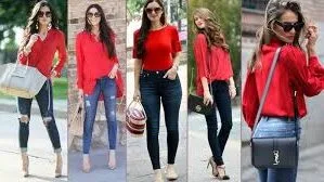 mujeres vistiendo camisa roja de diferentes clases